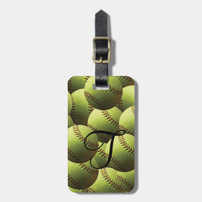 Yellow Softball Multi Wallpaper Luggage Tag (Front Vertical)
