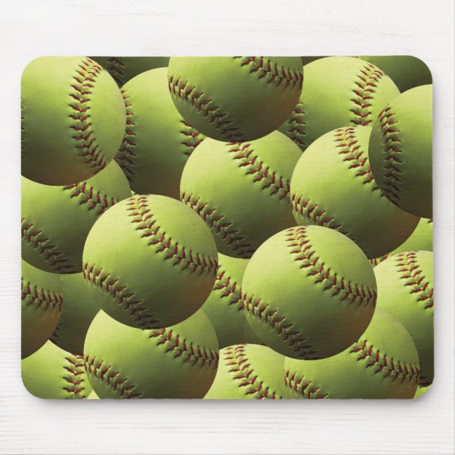 Yellow Softball Papered Mouse Mat (Front)
