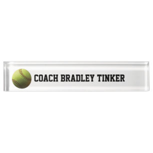 Yellow Softball Sports Nameplate
