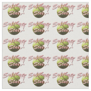 Yellow Softball Star Polkadot Fabric