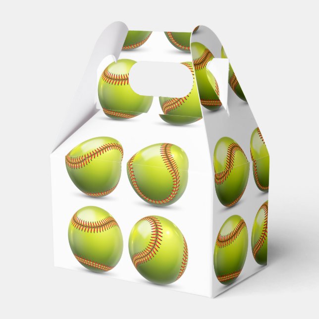 Yellow Softball Theme Birthday Party  Favour Box (Front Side)