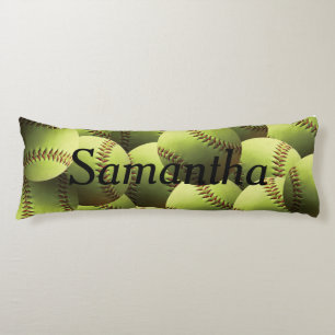 Yellow Softball Wallpaper Body Cushion