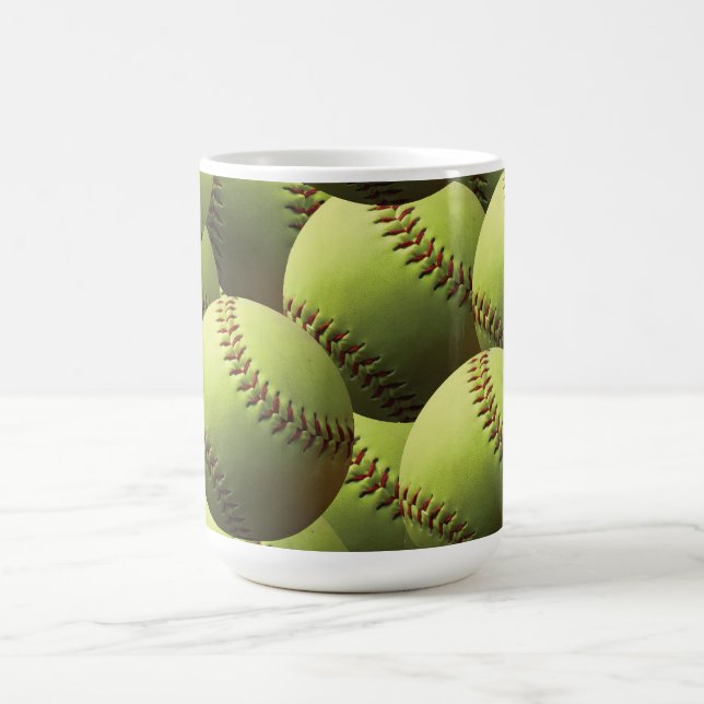 Yellow Softball Wallpaper Coffee Mug (Center)