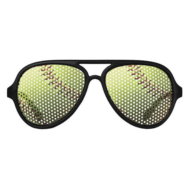 Yellow Softball with Stitching Aviator Sunglasses (Front)