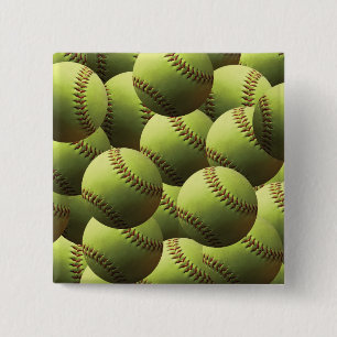 Yellow Softballs Covered 15 Cm Square Badge