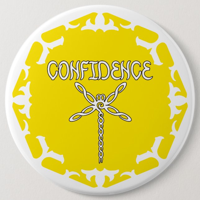 Yellow Solar Plexus Chakra Dragonfly White BG 6 Cm Round Badge (Front)