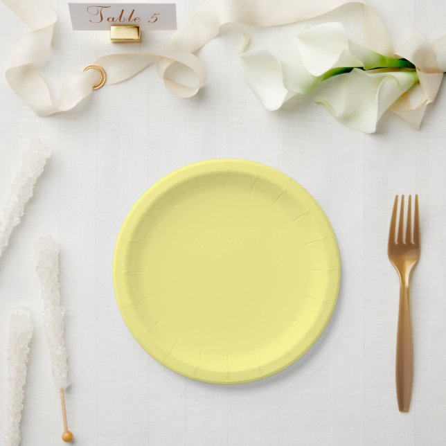 Yellow solid colour light-medium, paper plate (Wedding)