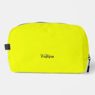 Yellow solid colour neon name or delete text  dopp kit