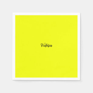 Yellow solid colour neon name or delete text napkin