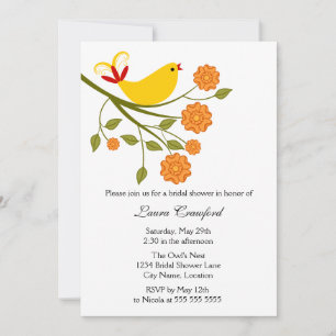 Yellow Songbird Bridal Shower Invitation