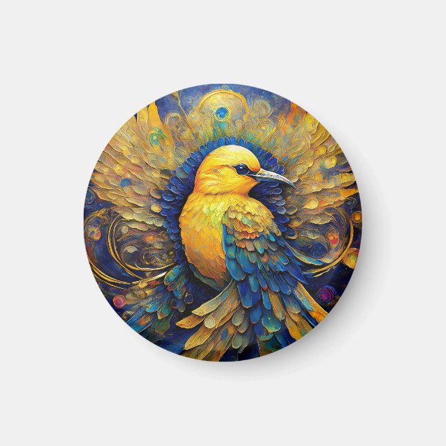 Yellow Songbird Drawstring Backpack Magnet (Front)