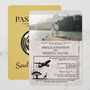 Yellow South Africa Passport Wedding Invitation
