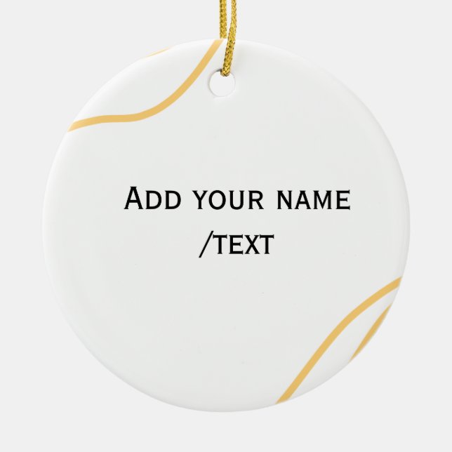 Yellow Spanish border name message text lines  Ceramic Tree Decoration (Front)