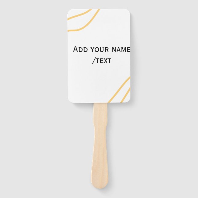 Yellow Spanish border name message text lines  Hand Fan (Front)