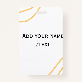 Yellow Spanish border name message text lines  ID Badge