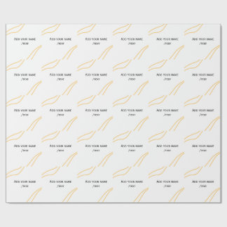 Yellow Spanish border name message text lines  Wrapping Paper