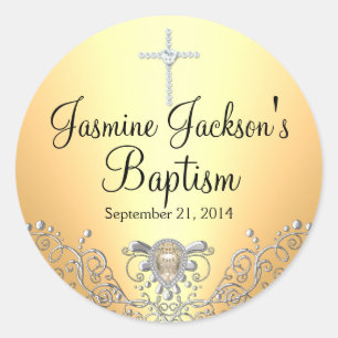 Yellow Sparkle Jewel Baptism Sticker