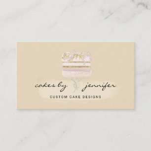 Yellow speciality artisan cake bakery cupcake shop business card