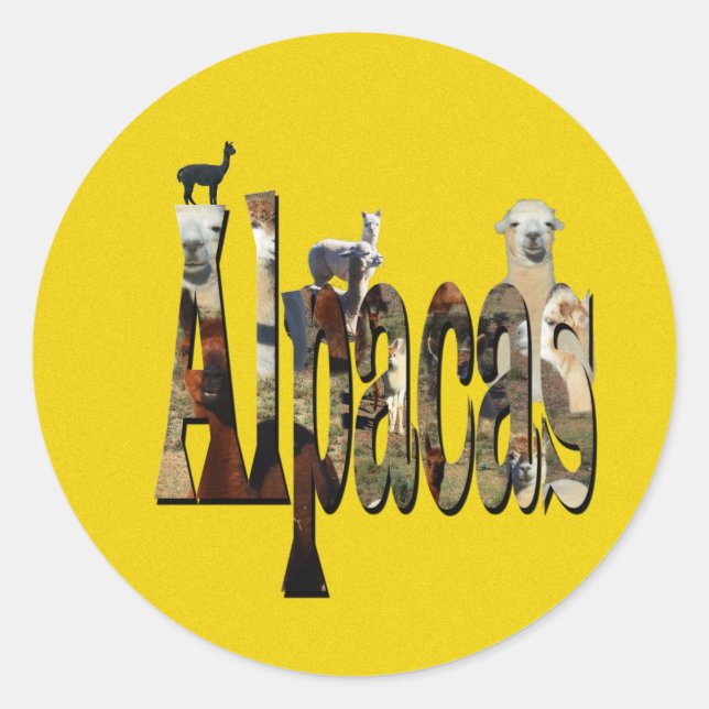 Yellow Speckled Alpaca Design, Classic Round Sticker (Front)