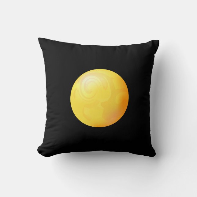 Yellow sphere on black background cushion (Front)
