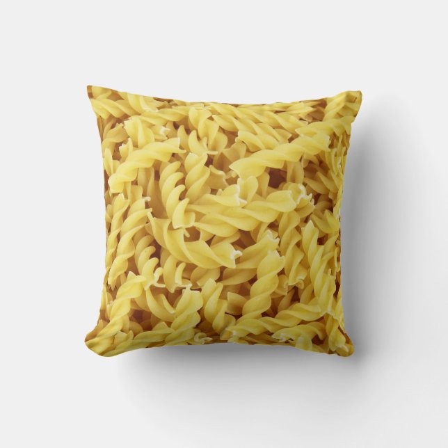 Yellow spiral pasta pattern cushion (Front)