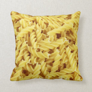 Yellow spiral pasta pattern cushion