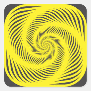 Yellow spiral square sticker