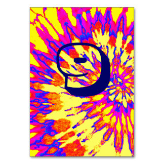 Yellow Spiral Tie Dye Wedding Table Nine Number