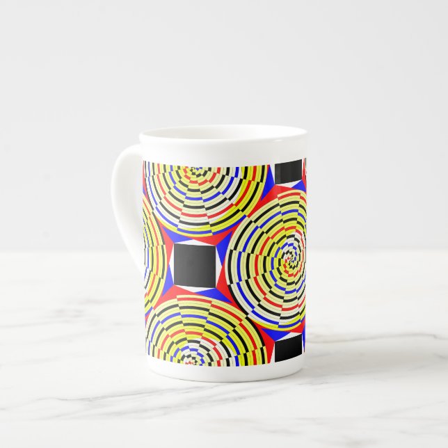 Yellow Spirals by Kenneth Yoncich Bone China Mug (Front Left)