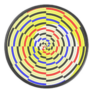 Yellow Spirals by Kenneth Yoncich Hockey Puck