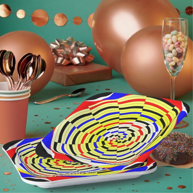 Yellow Spirals by Kenneth Yoncich Paper Plate (Multi)