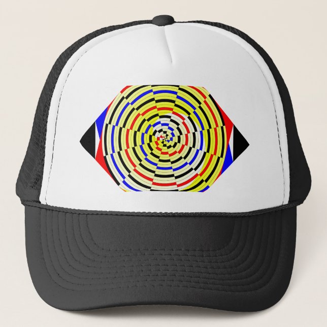 Yellow Spirals by Kenneth Yoncich Trucker Hat (Front)