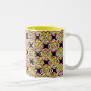 Yellow Spirals by Kenneth Yoncich Two-Tone Coffee Mug