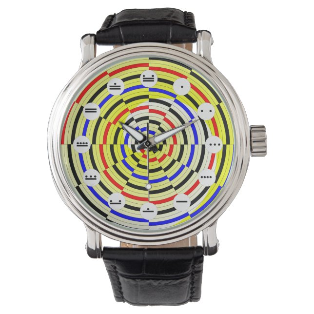 Yellow Spirals (Mayan Face) by Kenneth Yoncich Watch (Front)