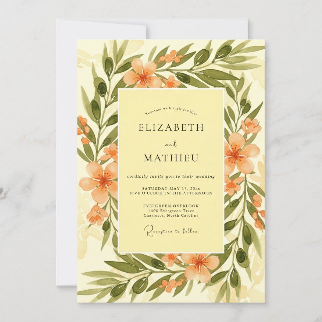 Yellow Splendid Tuscan Wedding Invitation (Front)