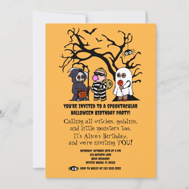 YELLOW SPOOKTACULAR Halloween Birthday Party  Invitation (Front)