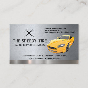 Yellow Sports Car Auto Repair Shop Business Card