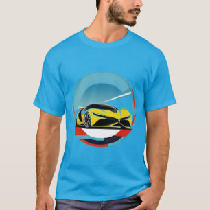 Yellow Sports Car in Modern Illustrative Round T-Shirt