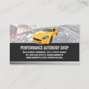 Yellow Sports Car   Mechanic Services  Business Card