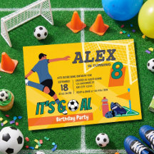 Yellow Sporty Soccer Goal Kids Birthday