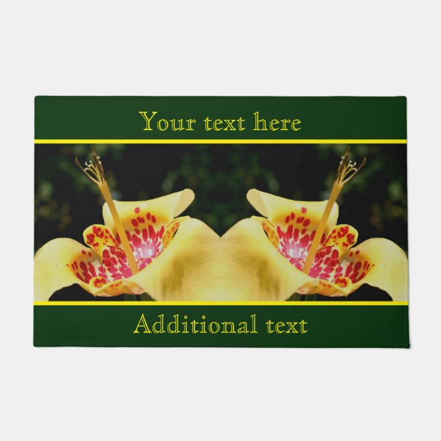 Yellow Spotted Lily Flower Personalised  Doormat (Front)
