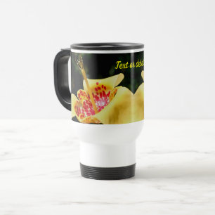 Yellow Spotted Lily Flower Personalised Travel Mug