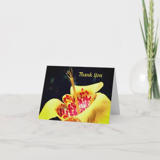 Yellow Spotted Lily Flower Thank You Card (Front)