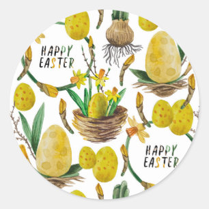 Yellow spring classic round sticker