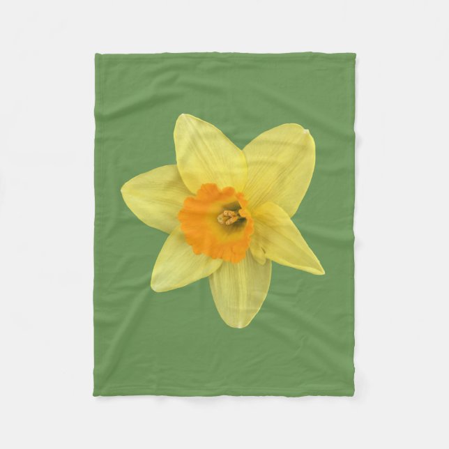 Yellow Spring Daffodil Fleece Blanket (Front)