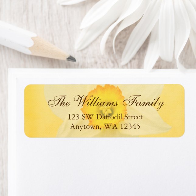 Yellow Spring Daffodil Flower Return Address Label (Insitu)
