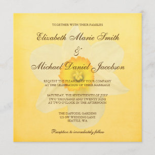Yellow Spring Daffodil Flower Wedding Invitation