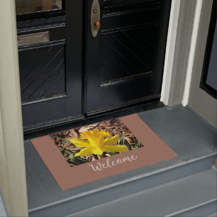 Yellow Spring Daffodil in the Garden welcome Doormat