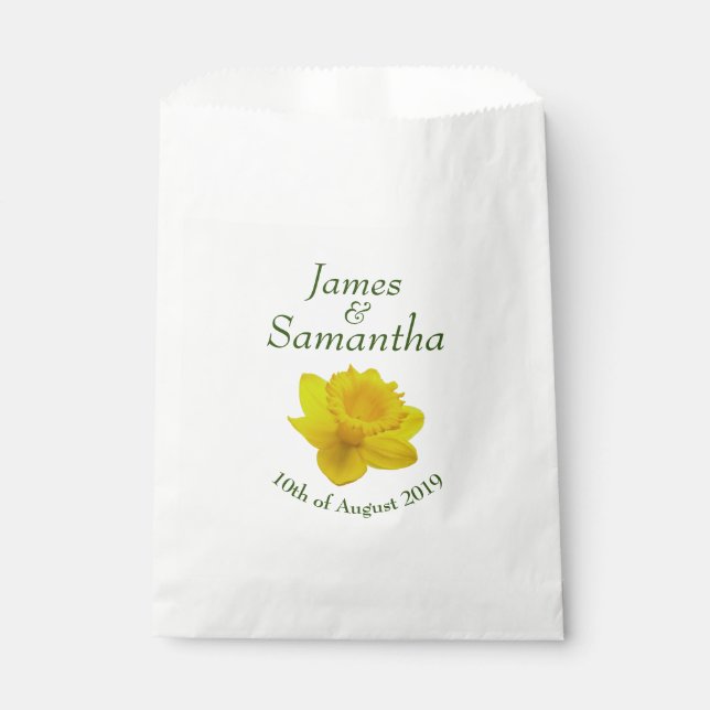 Yellow Spring Daffodil - Wedding Favour Bags (Front)