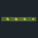Yellow Spring Daffodil - Wedding Satin Ribbon<br><div class="desc">A bright and cheerful floral pattern depicting the daffodil, a classic spring flower associated with rebirth and new beginnings. The perfect theme for a spring wedding consisting of yellow daffodils in full bloom arranged on a garden green background. Text is in a script style, golden yellow in color and is...</div>